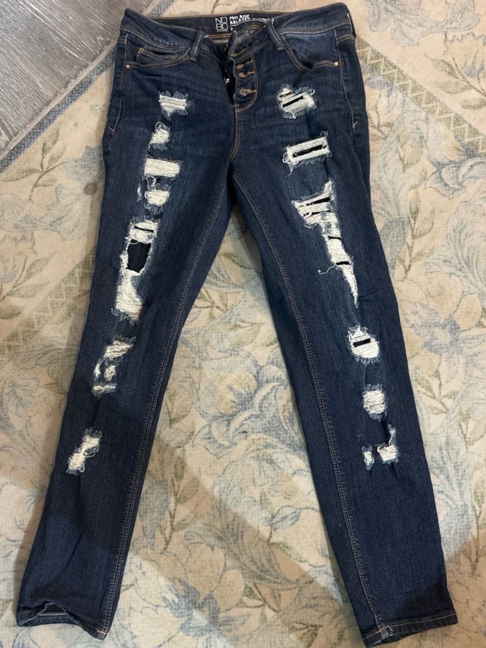Distressed Dark Blue Women’s Jeans